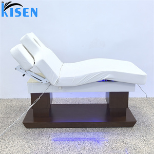Lit de beauté électrique Kisen Luxury Design à 4 moteurs avec base en bois, éclairage LED, chaise pour extensions de cils, lit de tatouage, table de massage pour salon - Product Image 1