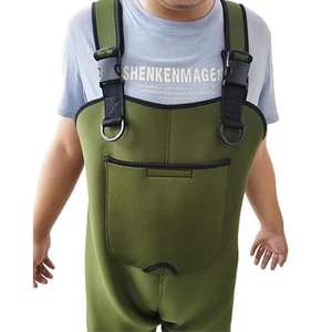 Cuissardes unisexes en néoprène de 4.5mm <span class=keywords><strong>vert</strong></span> armée personnalisées avec bottes et bretelles en PVC imperméable pour la pêche et la chasse - Product Image 4