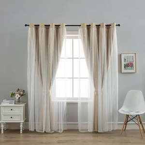 DaiRui Rideau occultant en dentelle à <span class=keywords><strong>double</strong></span> couche de couleur unie prêt à l'emploi Princesse de créateur et étoile pour le salon Vente en gros - Product Image 5