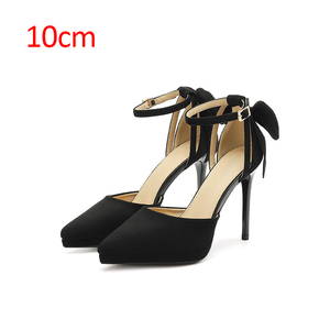 Women's Classic Suede High Heels 10CM <b>Pointed</b> Toe Minimalist Formal Pumps Bowknot Design Wedding Event - Product Image 1