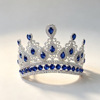 Grande couronne scintillante réglable pour adultes, avec strass et cristaux, pour concours de beauté, bal de promo, style tiara ronde