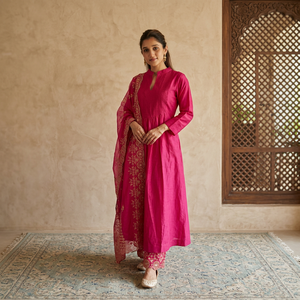 New Lunching Pure Cotton Silk Kurti Pant with Organza Duppata Embroidery TENNECY Party Wear for Wedding <b>Ankle</b>-Length - Product Image 1
