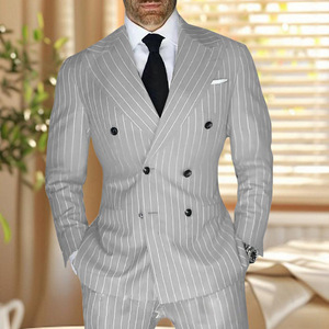 <span class=keywords><strong>Costume</strong></span> d'affaires classique pour <span class=keywords><strong>homme</strong></span>, vente chaude, 2 pièces, coupe ajustée, design plissé respirant, collection grande <span class=keywords><strong>taille</strong></span> - Product Image 6