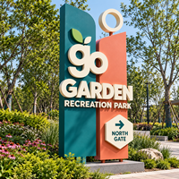 Sculpture 3D personnalisée en acier inoxydable, panneau publicitaire extérieur étanche IP65 avec LED pour entreprises, centres commerciaux et parcs
