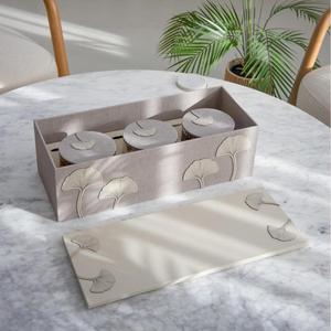 Sang trọng rỗng 3 khe cắm Ginkgo lá lưu trữ hộp Linen ngày baklava bao bì hộp Hộp Quà Tặng thiết lập cho ngày mứt lọ sô cô la - Product Image 6
