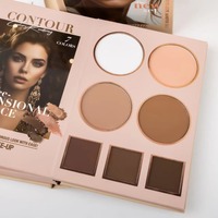Palette de maquillage professionnelle portable 6 couches pour le visage, avec fards à paupières multicolores, illuminateur, contour, blush et gloss à lèvres