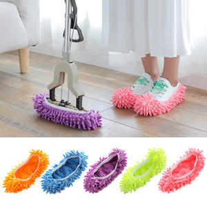 Chaussons de nettoyage de sol en chenille réutilisables, forme plate, plusieurs couleurs disponibles, prix à l'unité - Product Image 1