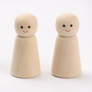 Unfinished <strong>Smiling</strong> Face DIY <strong>Wood</strong> Peg Doll Crafts Polished Wooden Carved Figure - Product Image 4