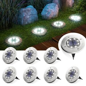 Landscape Stainless Steel 8 Led <b>Solar</b> Powered Disk <b>Lights</b> Cold/Warm <b>Solar</b> Lawn Deck <b>Light</b> Outdoor <b>Solar</b> <b>Ground</b> <b>Light</b> - Product Image 2