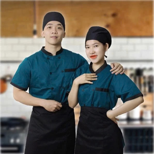 Chaqueta de chef de uniforme de cocinero de manga corta para uniformes de restaurantes para cocineros fabricados en Vietnam - Product Image 4