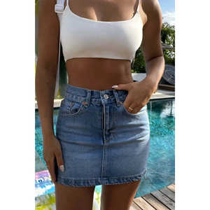 Blue Vintage <b>Denim</b> Midi <b>Skirt</b> with Button Decoration <b>Pleated</b> Silhouette Modest Style for Spring Summer Autumn Winter Use - Product Image 2