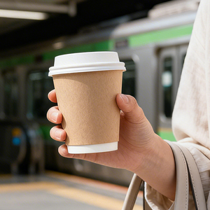 Vasos de papel para café de doble pared con revestimiento de PE de color, con logo personalizado, biodegradables y de primera calidad, para camiones de comida. - Product Image 6