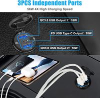 Chargeur de voiture en aluminium PD QC 3.0, adaptateur de charge rapide à 3 ports avec interrupteur pour camping-car, remorque, fourgon, voiture, bateau, voiturette de golf