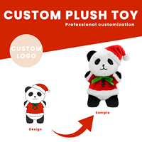Peluche Panda de Noël Personnalisée OEM ODM avec Costume de Père Noël, Ultra Douce, avec Logo de Marque Personnalisé, Anti-Stress