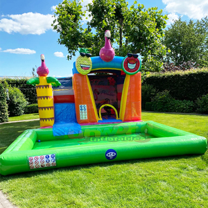Castillo inflable comercial con tobogán para niños, con diseño de flamenco, para uso en exteriores. - Product Image 3