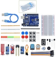 Kit de démarrage de base pour Arduino Uno Set R3 Kit de bricolage R3 carte/planche à pain électronique avec ensemble de composants de boîte de vente au détail
