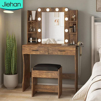 Meuble de maison de luxe au design élégant, coiffeuse blanche moderne avec rangement et miroir pour femme, en promotion