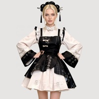 Robe Lolita style chinois à imprimé écho, ensemble 2 pièces, costume de cosplay Hanfu vintage en dentelle orientale pour femme, pour le quotidien, les fêtes et les séances photo