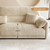 Canapé carré en tissu velours givré de luxe léger avec rembourrage en éponge, design moderne et minimaliste pour petit appartement ou salon