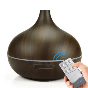 Classic Design 500ml 7 Color Light Home Wood Grain Smart Electronic Aroma Diffuser Desktop Air Humidifier With Remote Control