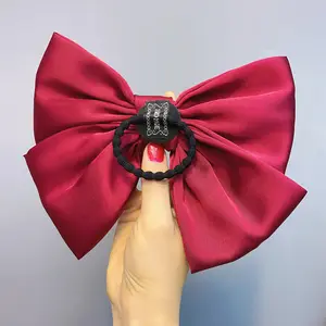 Bandeau en soie avec Double nœud papillon pour femmes, accessoires pour cheveux, grande taille, rouge, pince à cheveux, mode 2021, Offres Spéciales