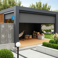 Auvent rétractable motorisé moderne Sweet Home 16x12 pieds, grand format, en aluminium, écologique, autoportant, avec protection UV et toit à persiennes