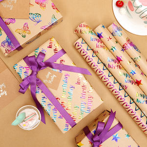 Factory Direct 80g Thicken Kraft <b>Paper</b> Star <b>Birthday</b> Hearts Gift Box Luxury Roll <b>Paper</b> for Packaging <b>Wrapping</b> <b>Paper</b> - Product Image 5