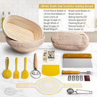 Kit complet de cuisson du pain au levain, Livre de recettes et guide double usage, Fouet danois, Pot à levain, Couteau à levain, Tapis de levage, Racloir, Doublure en coton