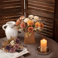 MW66025 Bouquet de Œillets d'Automne Prêt à Poser – Composition Florale d'Automne pour Centres de Table, Cadeaux de Mariage et Décoration Intérieure Chaleureuse