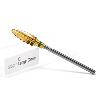 Broca de carburo de titanio premium para uñas, cono grande, corte recto, para eliminación rápida de esmalte en gel, brocas de carburo para taladro de uñas 3/32"