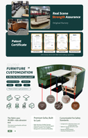 Ensemble de mobilier de restaurant au design tendance, banquette en cuir multicolore, table et chaises personnalisées pour restaurant de restauration rapide, café