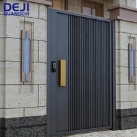 Porte d'entrée principale de style moderne américain, porte extérieure en aluminium, porte d'entrée noire pour maison, villa