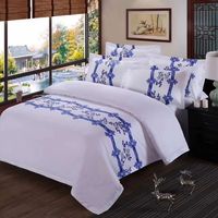 Ensemble de literie d'hôtel personnalisé 4 pièces, housse de couette, drap, taie d'oreiller, pour maison d'hôtes, hôtel, location de vacances