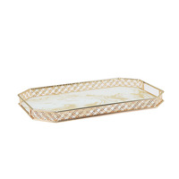 Plateau de vanité simple en métal argenté, décoratif sculpté, finition dorée, pour la maison, le salon, la salle de bain, pour la présentation de boissons, de parfums et de bougies