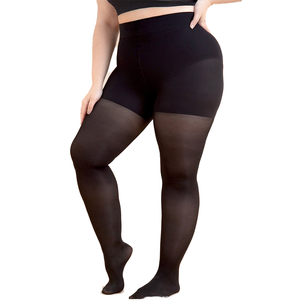 Collant con tacco fisso con cavallo S-3XL di grandi dimensioni con gambe modellanti per il corpo 40D collant nero in seta filato - Product Image 1