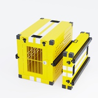 Cage de Transport pour Animaux de Compagnie en Aluminium Renforcé Pliable Résistante aux Chocs Extérieurs, Caisse Épaisse Respirante pour Chien en Métal Inoxydable