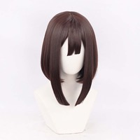 Perruque synthétique courte brune résistante à la chaleur pour femme, style cirque, pour fête d'Halloween DONG-008
