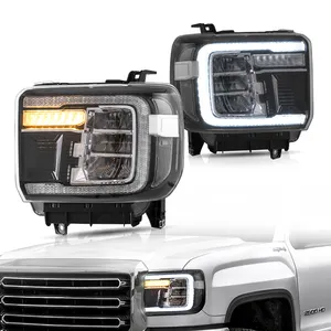 VLAND Lampu Depan Mobil LED Penuh, Lampu Depan Perakitan 1500-2014 2018, Lampu Depan 2015-2019 untuk GMC SIERRA 2500HD 3500HD