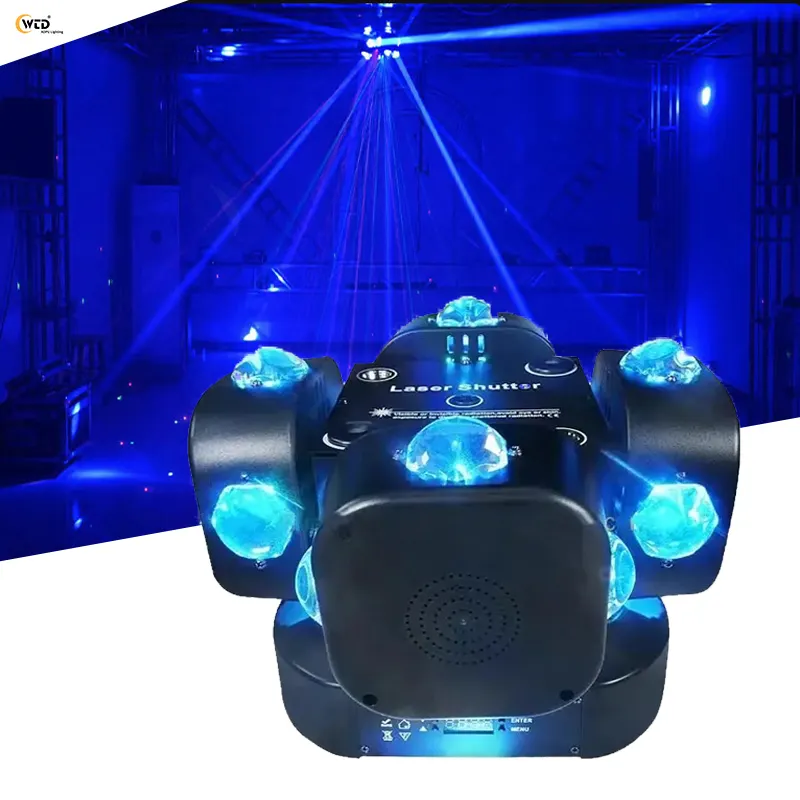 AOPU Hot Seel 16Pcs 10W Rotating Beam Laser Moving Head Light 200W Portable Laser Show Full Color LED Moving Head Light