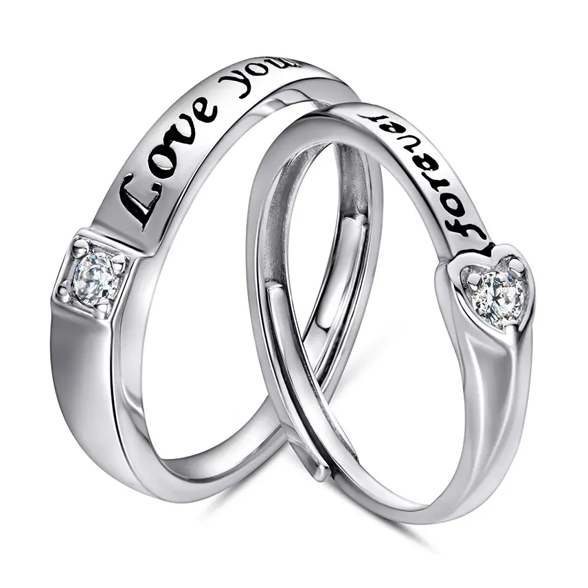 Wholesale Hot selling Eternity Wedding Rings Couple 925 Sterling Silver Rings