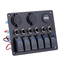 12V-24V étanche haute qualité 6 Gang contrôle bateau interrupteur à bascule panneau RV caravane Marine bleu LED interrupteur à bascule