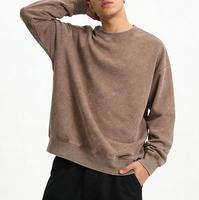 Sweater Katun Batik Cuci Kuno Buatan Khusus Ramah Lingkungan Warna Solid Reguler Unisex Kerah Bulat Lengan Panjang Atasan Sederhana