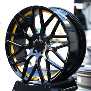 Rines HTOR Personalizados para SUV, Forjados en Forma de Y, 21x10, 22x10.5, 23x11, 24x10.5, 5x112, 5x130, Acabado Negro Brillante y Amarillo, para <span class=keywords><strong>G63</strong></span> <span class=keywords><strong>Brabus</strong></span> G550 - Product Image 1