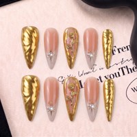 ODM Innovation French 3.0 Long Pointy Stiletto Curve 3D Faux Ongles Faits Main en PMMA à Coller Couverture Complète Prêts à Porter Personnalisables 10 Pièces