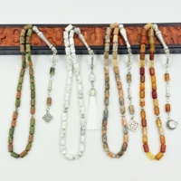 Bracelet de prière musulman Tisbiha, 33 perles vertes florales de 6 * 10 mm, Misbaha islamique pour la piscine, Chapelet de louange à Allah