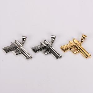 Collar de Alta Gama Resistente al Agua, Collar de Diseño Largo de Acero Inoxidable con Baño de Oro de 18k, Collar con Colgante de Pistola para Hombre y Mujer - Product Image 5