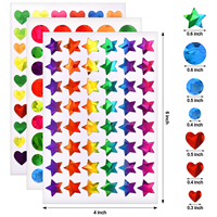 Autocollants réutilisables écologiques en forme d'étoiles et de cœurs holographiques scintillants, petits étoiles décoratives DIY pour la récompense des enfants, les chambres d'enfants et les salles de classe