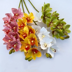 Orchidee Cymbidium Artificiali di Alta Qualità, 10 Teste, Fatte a Mano in Lattice, Effetto Realistico, Bianche e Rosa, per Decorazioni Matrimoniali e Domestiche - Product Image 3