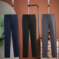 Pantalon de Costume Formel Homme Coupe Slim Droite Style Italien Gris Tissu Peigné Anti-Rétrécissement Anti-Plis Haute Qualité