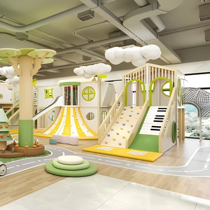 Équipement de terrain de jeu intérieur écologique pour enfants <span class=keywords><strong>avec</strong></span> toboggans et cabane dans les arbres - Certifié CE, taille/couleur personnalisables, usage commercial - Product Image 3
